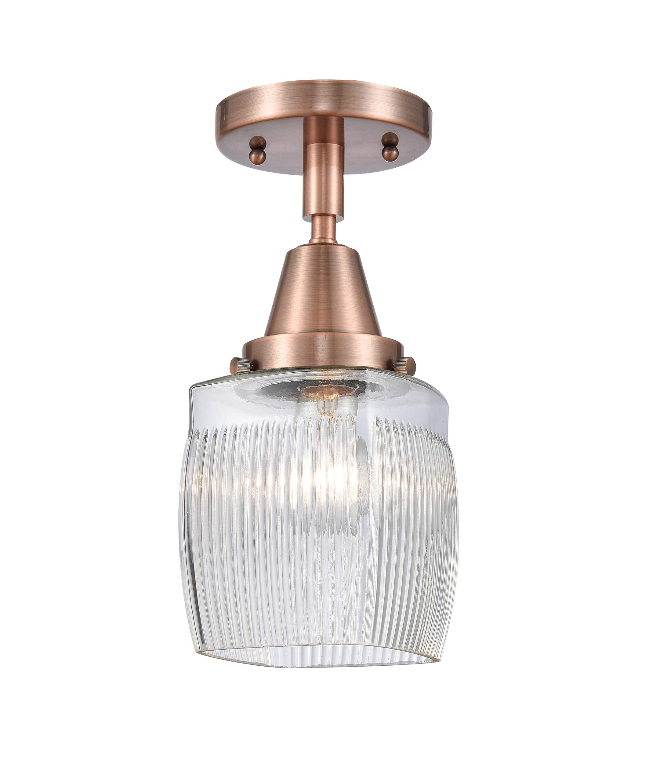 Innovations 447-1C-AC-G302 Transitional One Light Flush Mount from Franklin Restoration Collection in Copper Finish,