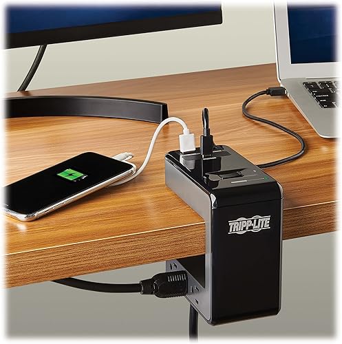 Miniatura 2 de Tripp Lite Safe-IT - Protector contra sobretensiones de escritorio, 6 tomacorrientes, USB-C y 2 puertos de carga USB, protección de grado