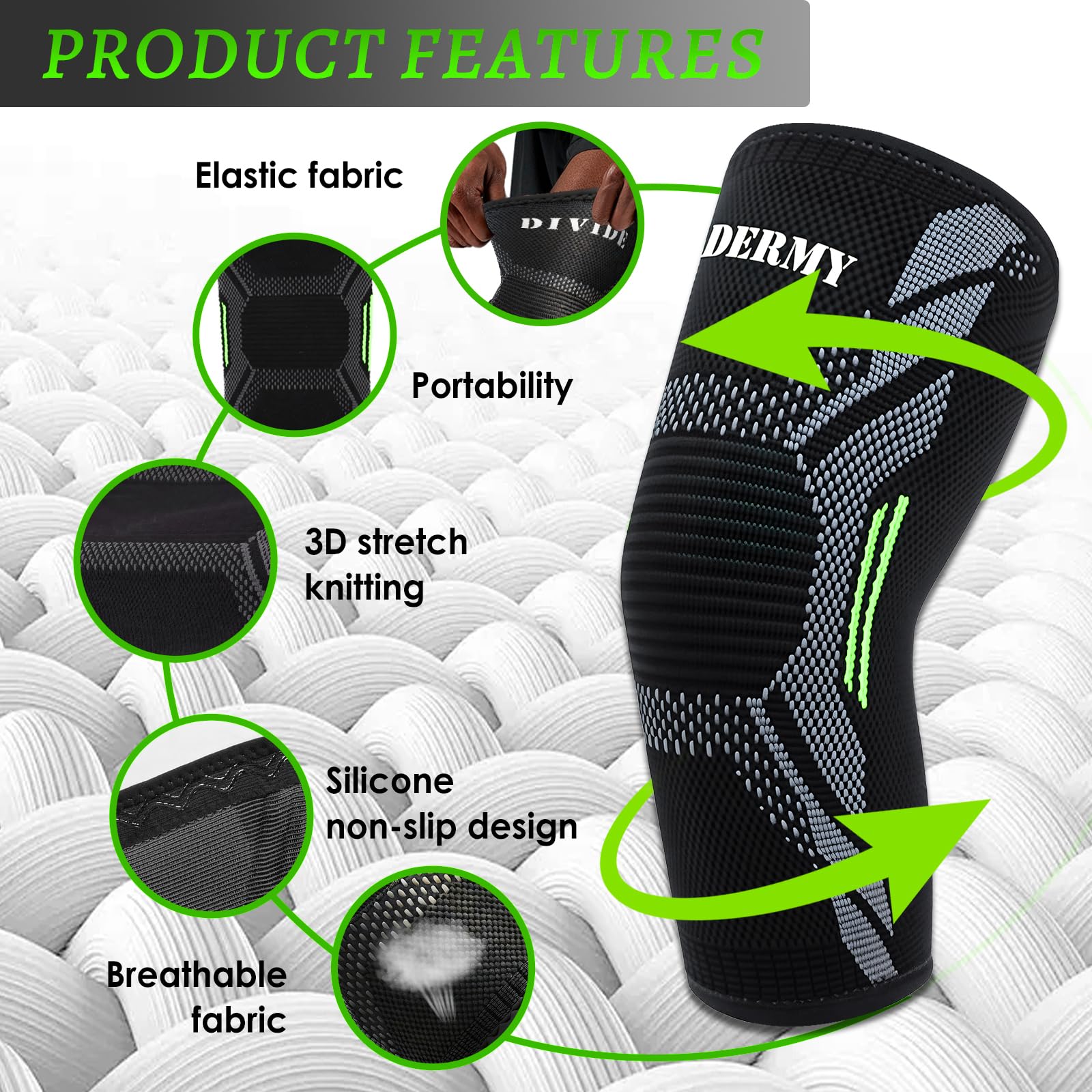 Genouillère Genou de Maintien avec Compression Élastique, Attelle Genou Sport pour Ménisque et Ligaments (XL)