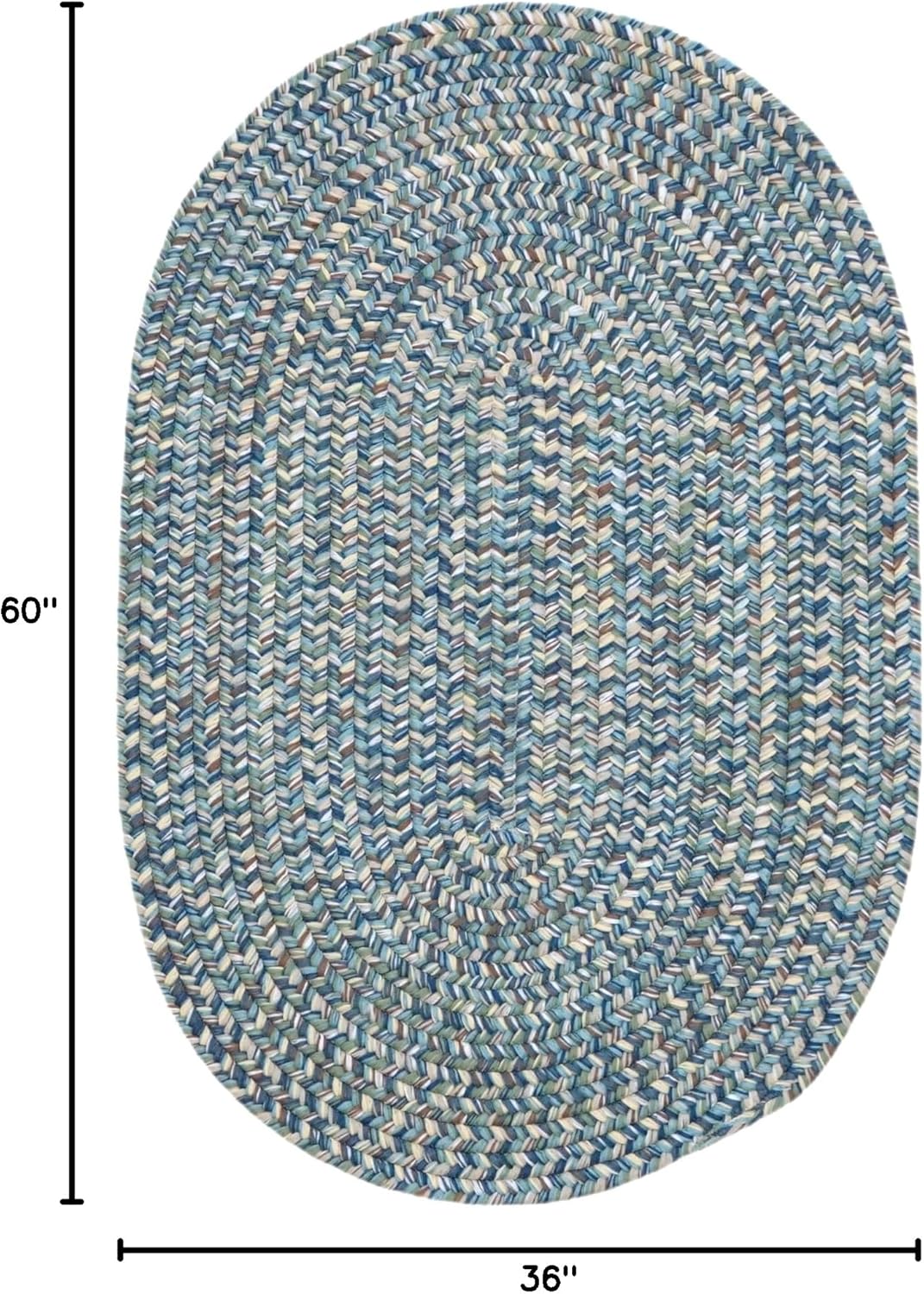 Colonial Mills Evelyn Tweed Reversible Braided 3X5 Area Rug - Shoreline Blue, Handcrafted in USA, Woven Texture, High Traffic, Entry, Kitchen, Living Room, Bed, Bath, Foyer, Porch - 3' X 5' Oval