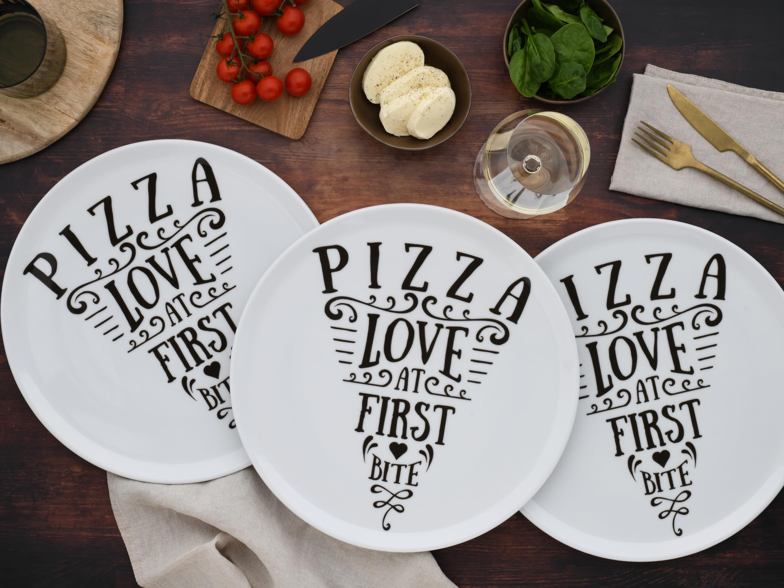 CreaTable, 21569, Pizza Plates Set IN LOVE, 6-Piece Dinnerware Set, Porcelain Pizza Plates CreaTable, 21569, Pizza Plates Set IN LOVE, 6-Piece Dinnerware Set, Porcelain Pizza Plates