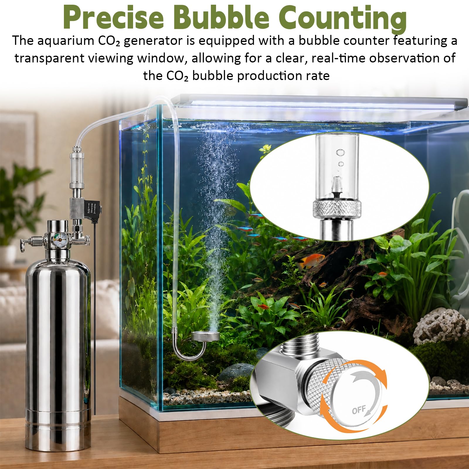 Kit generador de CO2 para acuario de 2 litros con válvula solenoide y