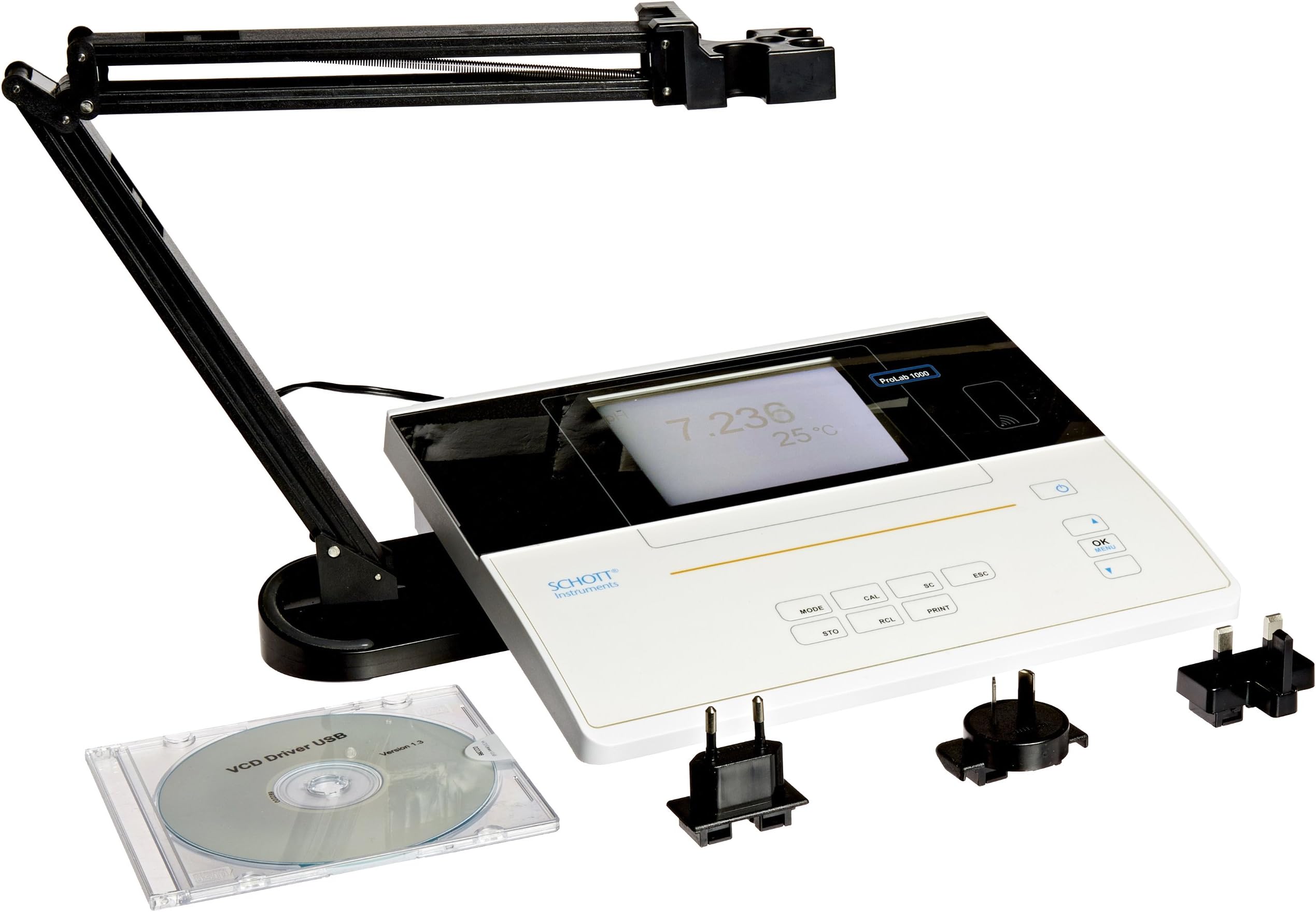 SI Analytics 285204200 ProLab 1000 Benchtop pH Meter Set for Laboratory Analysis, Including Z 850 Power Supply, 240mm W x 280mm H x 70mm D