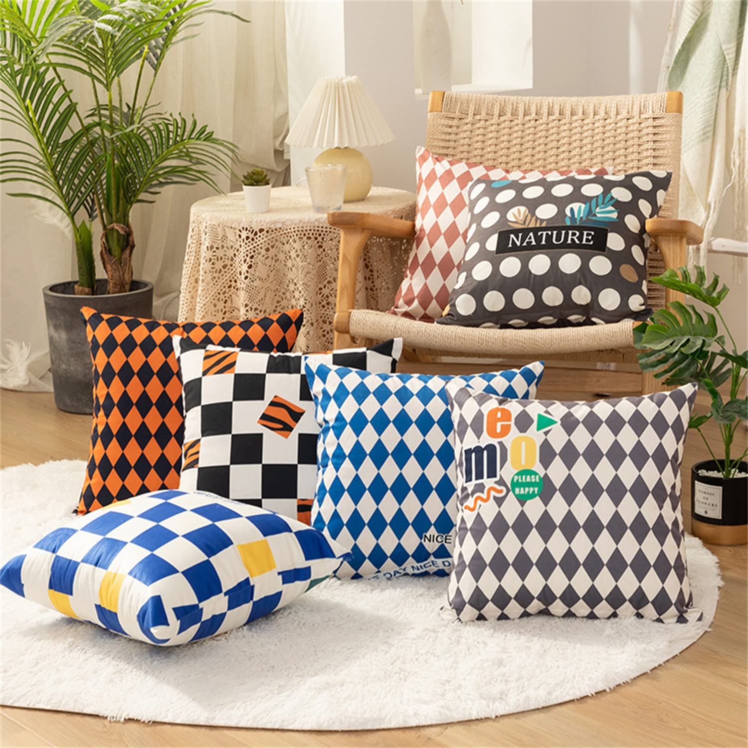 Funda de cojín de 45 x 45 cm, fundas de almohada cuadradas de poliéster, fundas de almohada decorativas, para sofá, cama, silla (estampado de tigre, juego de 6)