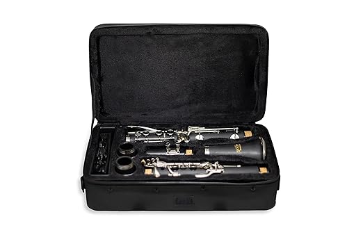 GKW Bb Clarinet Student to Intermediate Model, Well-Crafted Ebonite with Wood Grain Effect Clarinet for Easy Play & Quality Sound, Ideal for Beginner & Intermediate Clarinet Players