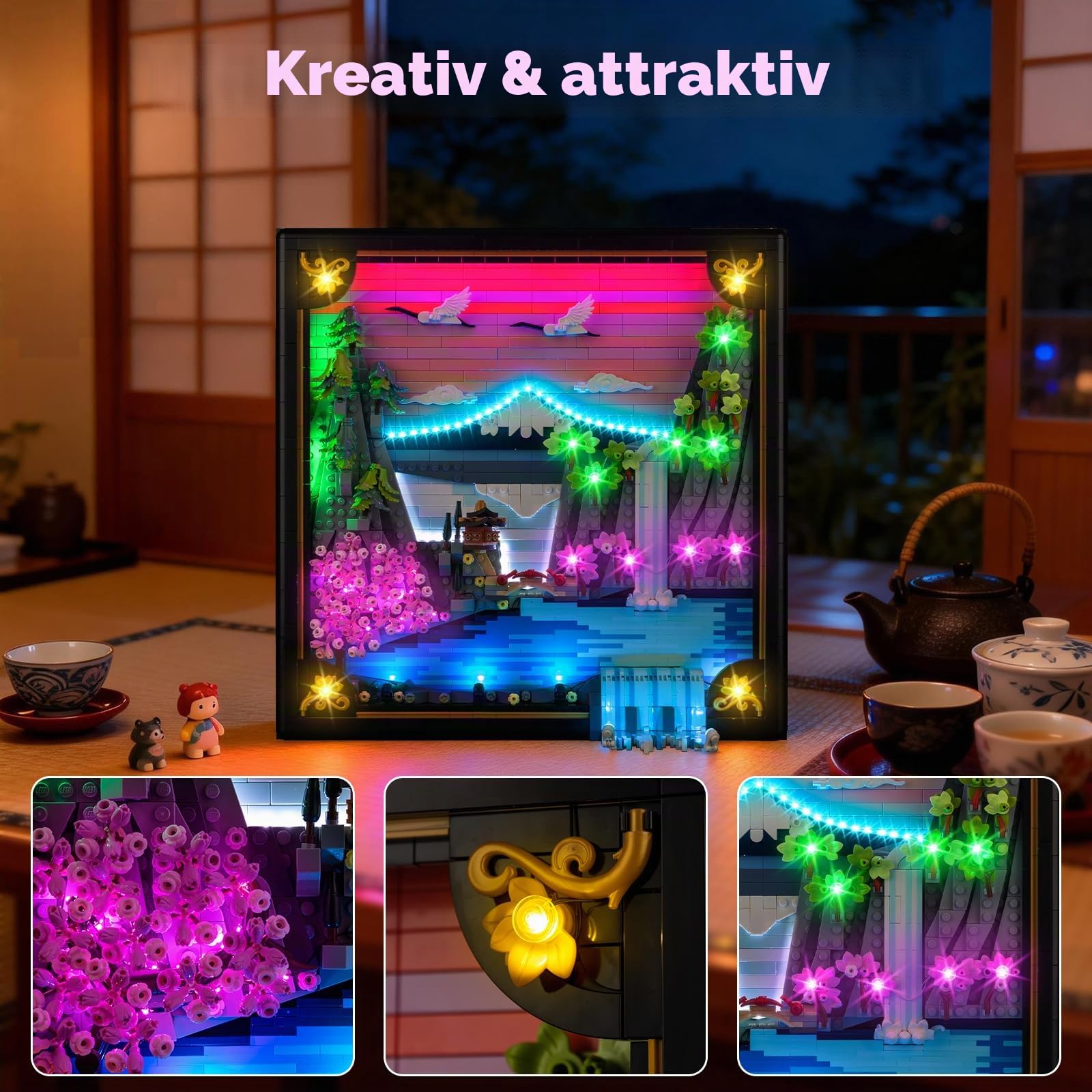 Kyglaring Led Licht Kompatibel mit Lego Art Japanische Kirschblütenlandschaft 31218 Bausteine, LED Beleuchtungszubehör für das Lego Modellset 31218, Touch Version (Nicht Enthalten Modell)