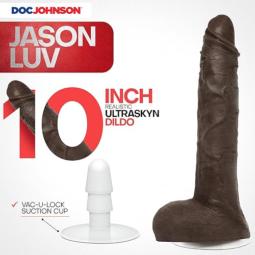 Miniatura 3 de Doc Johnson Signature Series Jason Luv - Consolador realista ULTRASKYN de 10 pulgadas con ventosa extraíble Vac-U-Lock, compatible con máquina F y