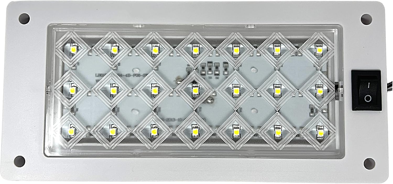 Universal Interior Light Rectangle 21 LED Reading Light Ceiling Dome Roof Car Truck Boat Surface Mount Housing- 8"x 3.3" Super Bright! White LED's
