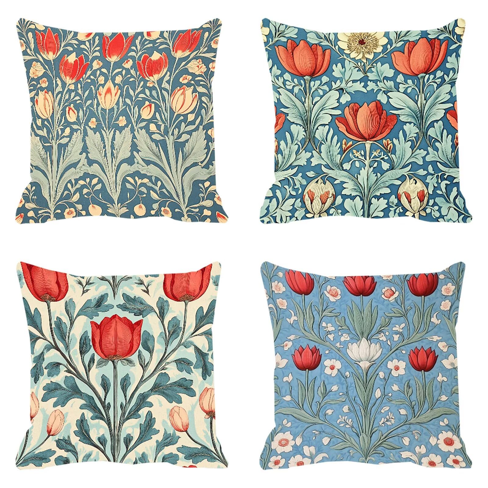 Housse de coussin 60x60 rouge imperméable pour décoration de jardin et maison