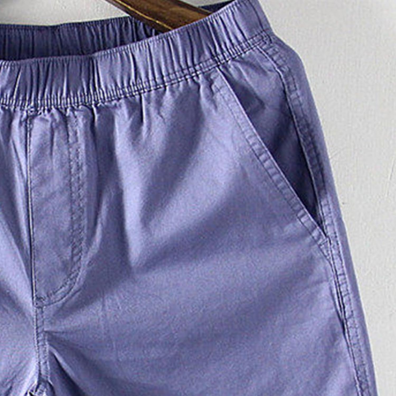 Men's Simple Casual Loose Elastic Waist Shorts Classic-Fit Cotton Elastic Waistband Shorts Basic Baggy Summer Short