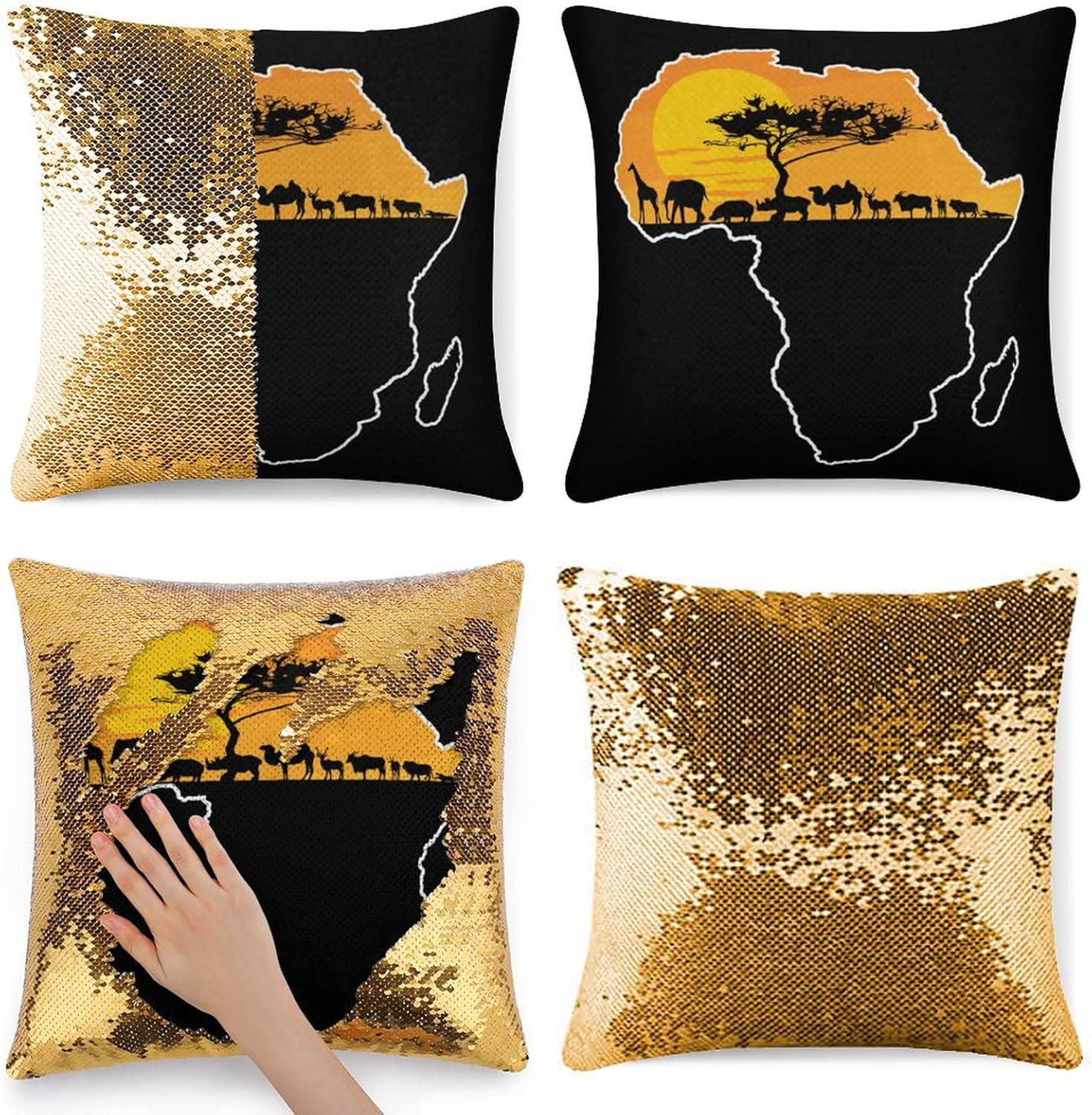 African Animals Over Map of Africa Throw Pillow Cases