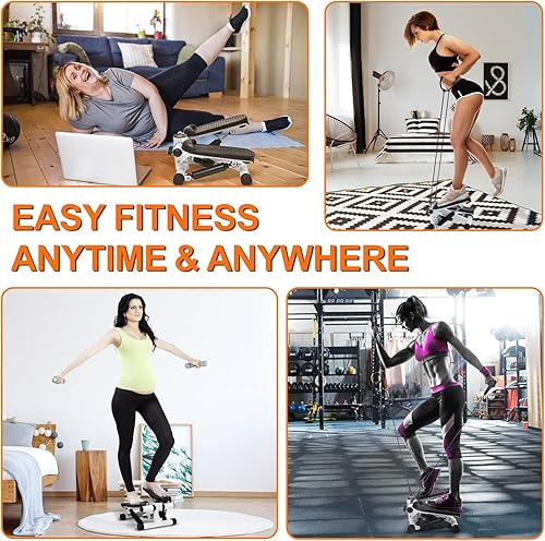 Miniatura 6 de Mini paso a paso con banda de resistencia, escalera portátil con conteo de calorías, máquina de ejercicios para ejercicio, fitness, oficina, equipo