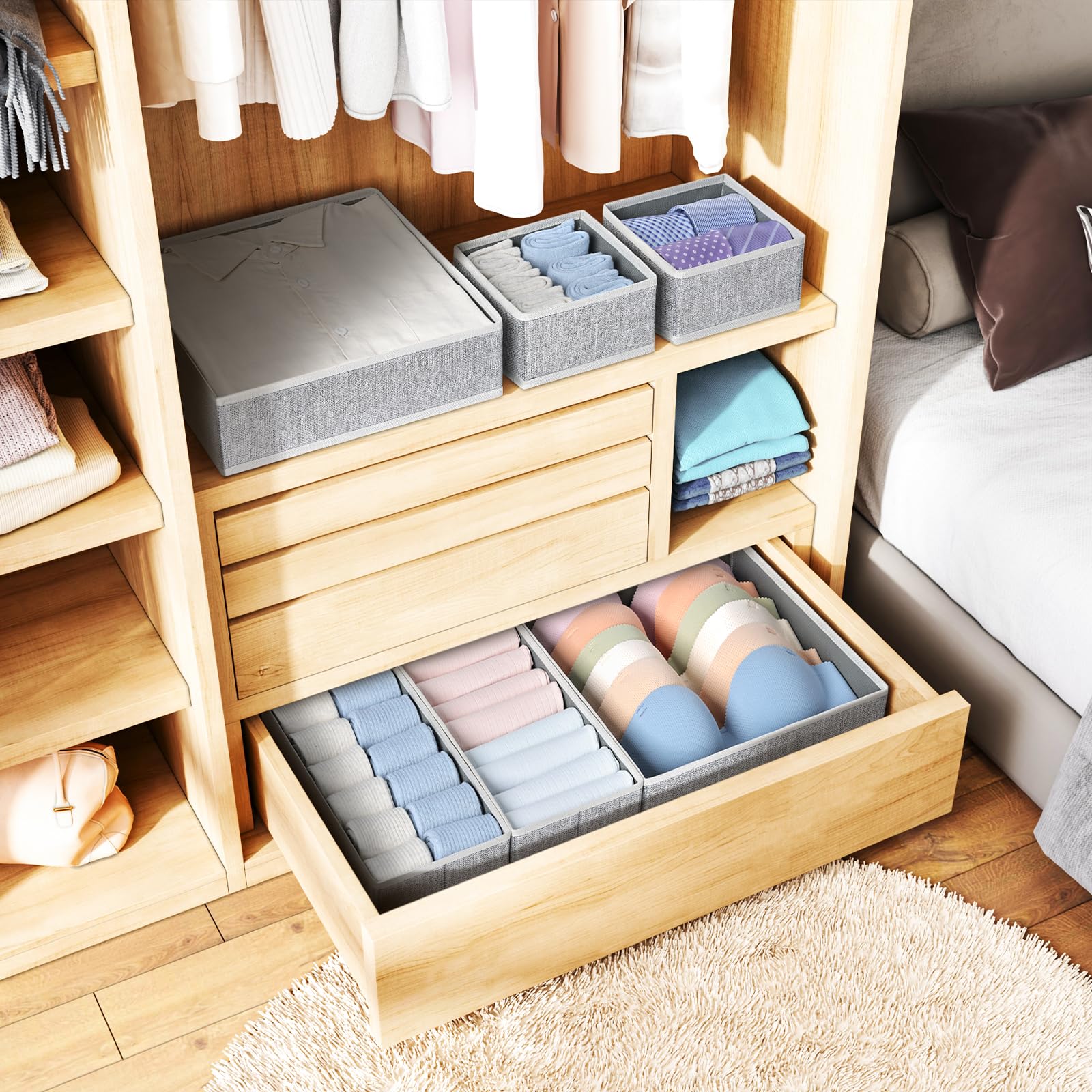 Snapklik.com : Homsorout Drawer Organizers For Clothing, Sock Underwear ...