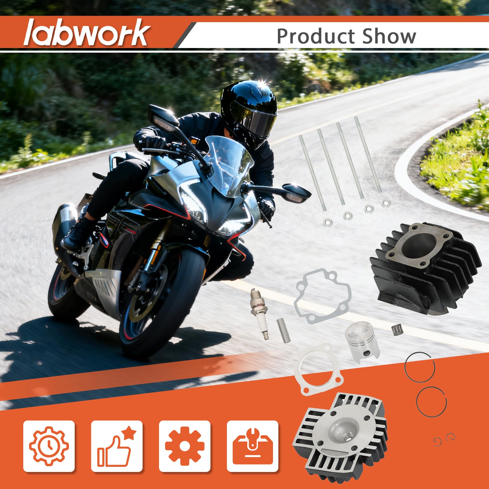 Amazon.com: labwork 50cc Engine Piston Cylinder Head Top End