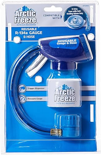 Miniatura 2 de Arctic Freeze - Medidor y manguera de aire acondicionado de automóvil, kit de recarga de CA reutilizable compatible con latas R-134A con válvulas