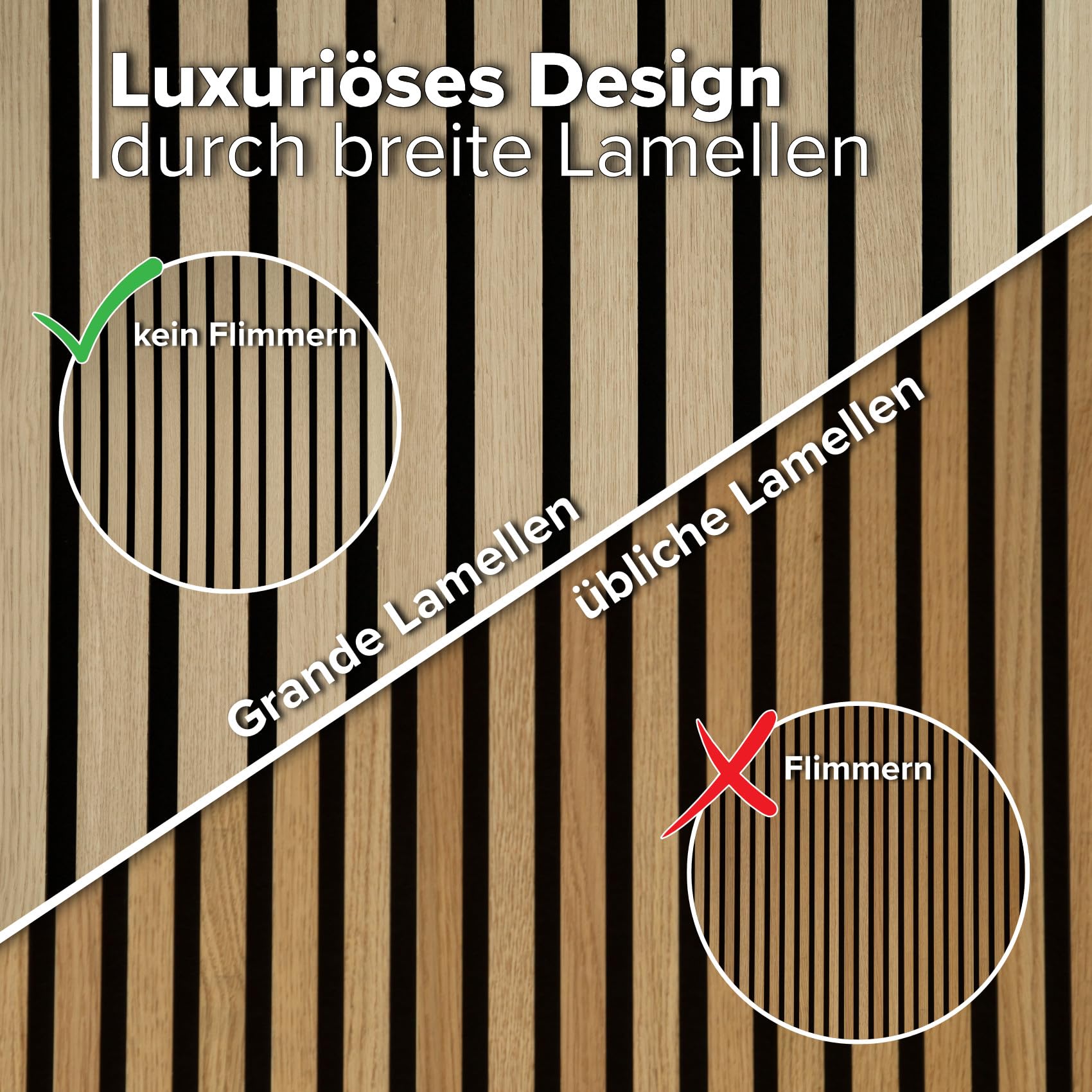 HEXIM Akustikpaneele 2 Stück 140x30cm Holz Grande - Wandpaneele Platten Lamellen Holzpaneele Echtholzfurnier 21mm Filz Schalldämmung MDF Braun (0,84m² Dark Smoked Oak)