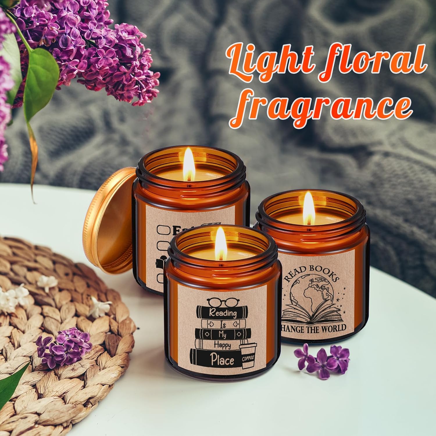 MTLEE 12 Pcs 3.5 oz Book Candles Book Lover Gift Bulk Club Scented Soy Candles Library Lovers' Day Gifts Rustic Bookshelf Sign Soy Wax Jar Birthday Gifts for Women Men Reader Bookworm Librarian