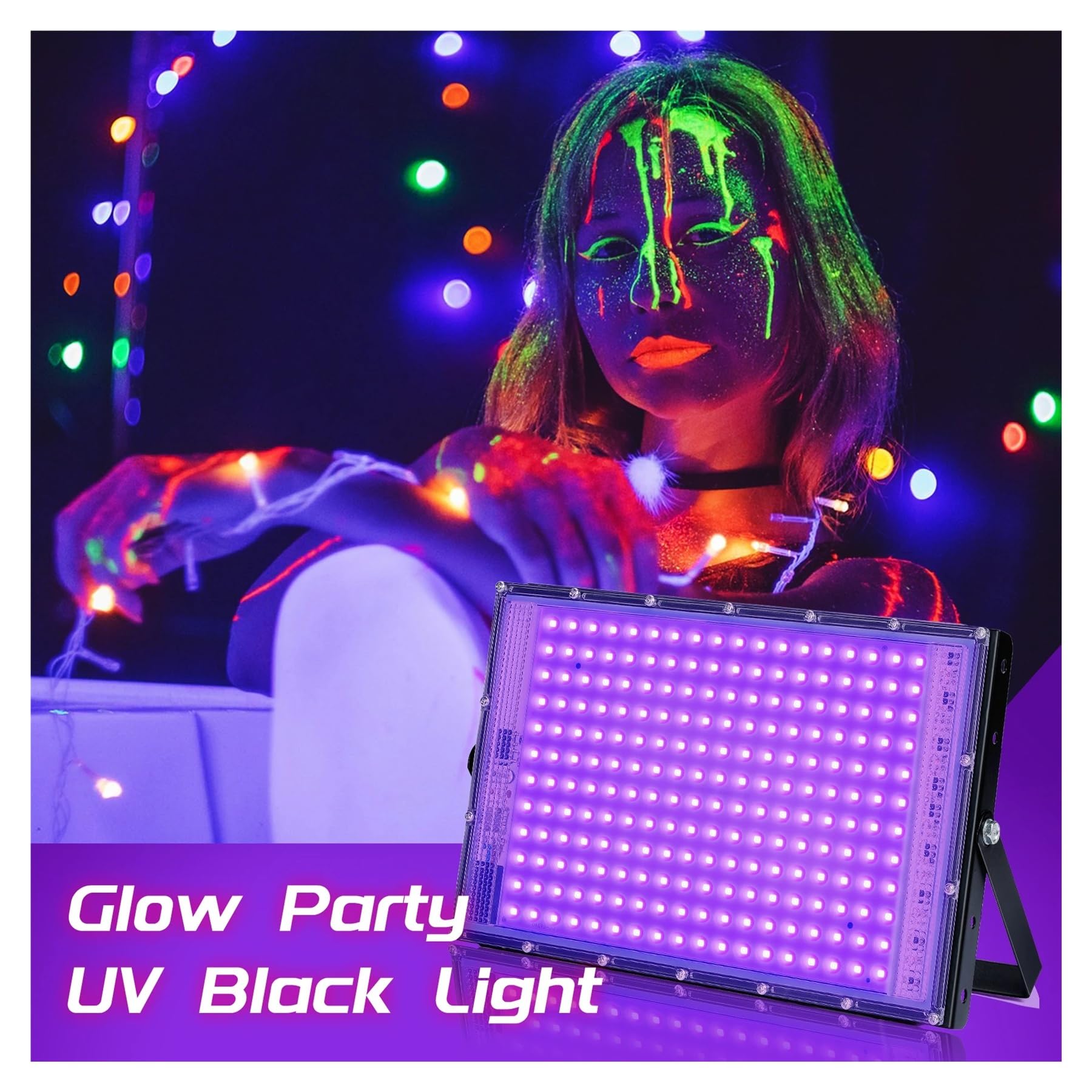 Luz negra UV LED for exteriores, 50 W, 100 W, 150 W, 395 nm, for discotecas, fiestas y escenarios. Con alta eficiencia de curado(2 Pack 150W_395nm)