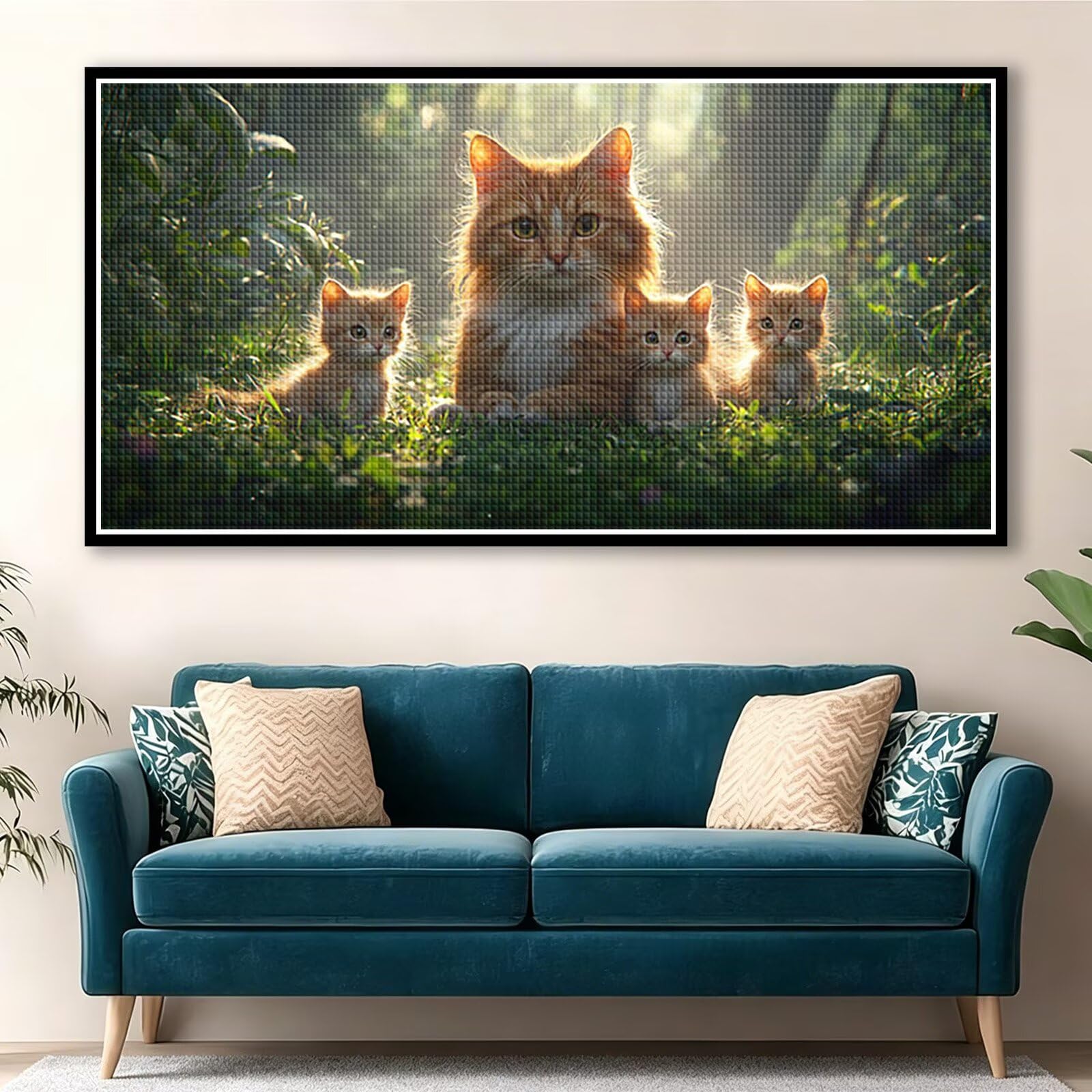 Diamond Painting Adultos Animal Pintura Diamante, Gato Diamond Painting 5D Completo, DIY Cuadrado Cristal Bordado Punto de Cruz Cuadros de Diamantes para Decoracion Hogar, Regalo Mujer 180x90cm 0J-42