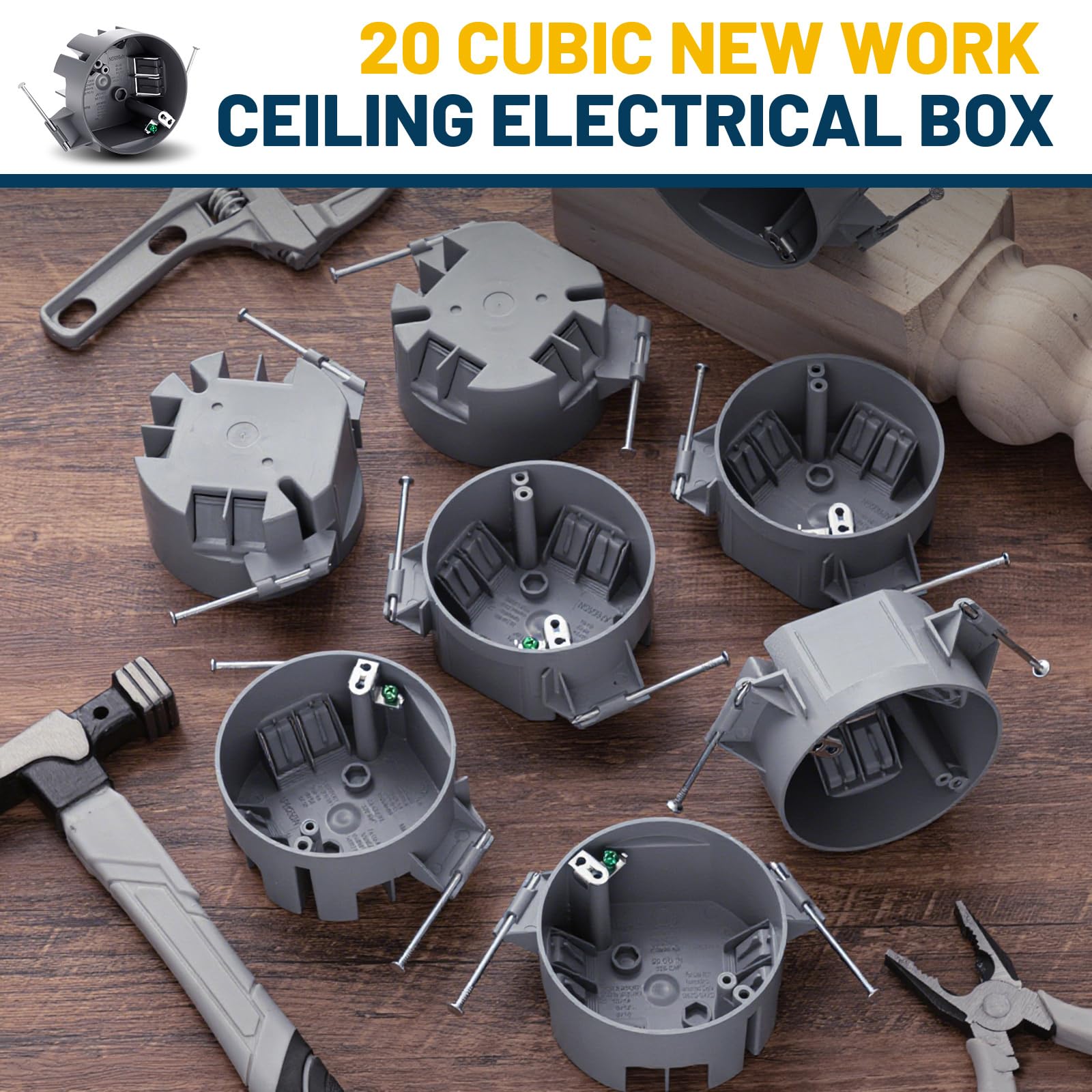 Snapklik.com : Tellegloww 12pcs 1 Gang PVC Round Ceiling Electrical Box ...