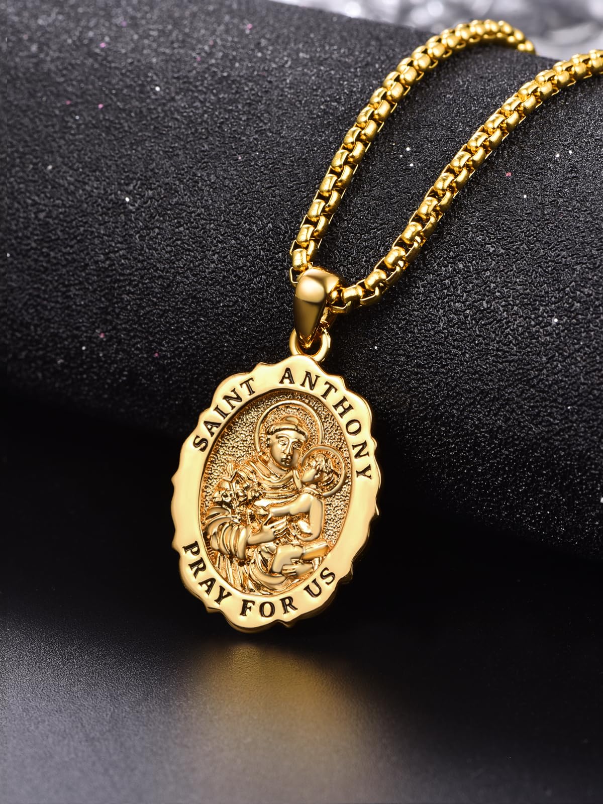 TANGPOET Naszyjnik z wisiorkiem ze świętym medalem dla mężczyzn i kobiet, srebro wysokiej próby 925, pozłacany, amulet ochronny, katolicki, chrześcijański, biżuteria religijna, prezenty na urodziny