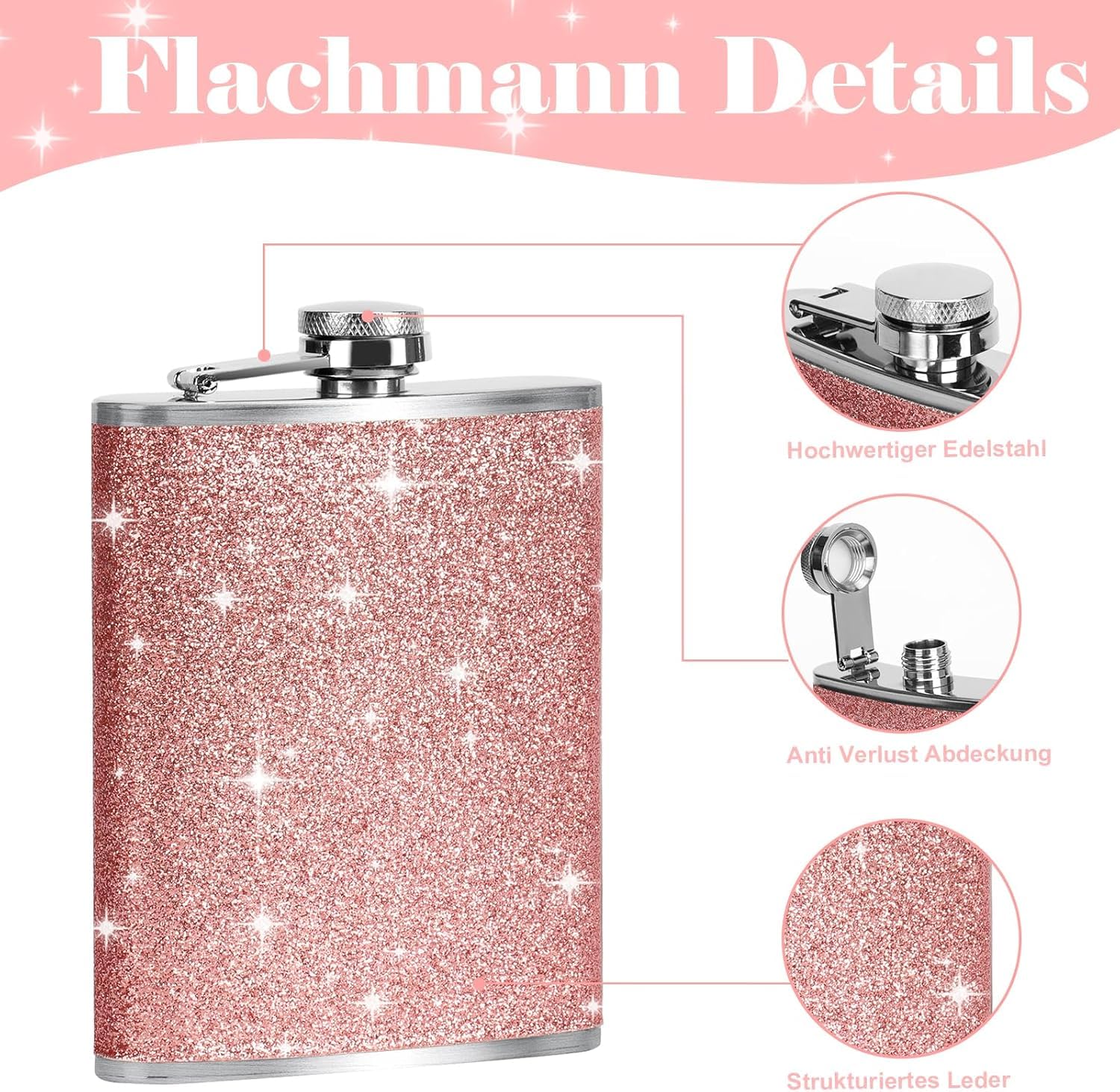 Piersiówka ze stali nierdzewnej i lejek mały kubek różowy kubek do wódki z 2 sztukami kieliszków do wódki stal szlachetna piersiówka skóra 8oz/240 ml Hip Flask na podróż JGA impreza jako prezent