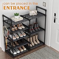Vista 3 de Black Tubes Closet Shoe Rack, 5 Tier Oxford Fabric Shelf, Easy Assembly, Sturdy and Durable, Holds Up to 30 lbs