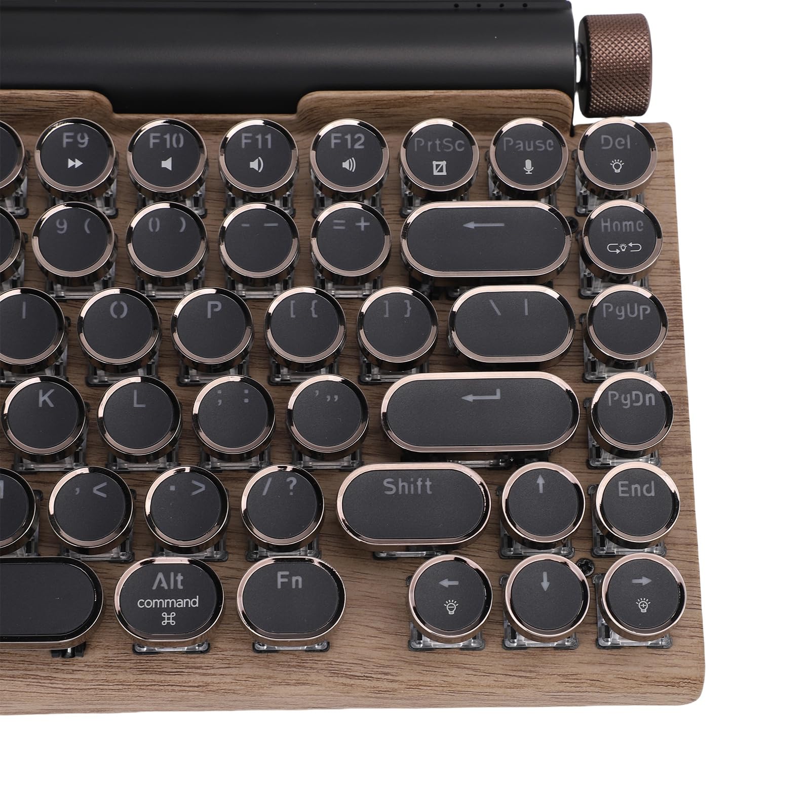 LICAEVEY Tastiera da Scrivere Wireless, Tastiera Meccanica retrò Calda, Tastiera Meccanica di Tastiera Rotonda Bt con 14 modalità Retroilluminata per Telefono Tablet (Colore di legno)