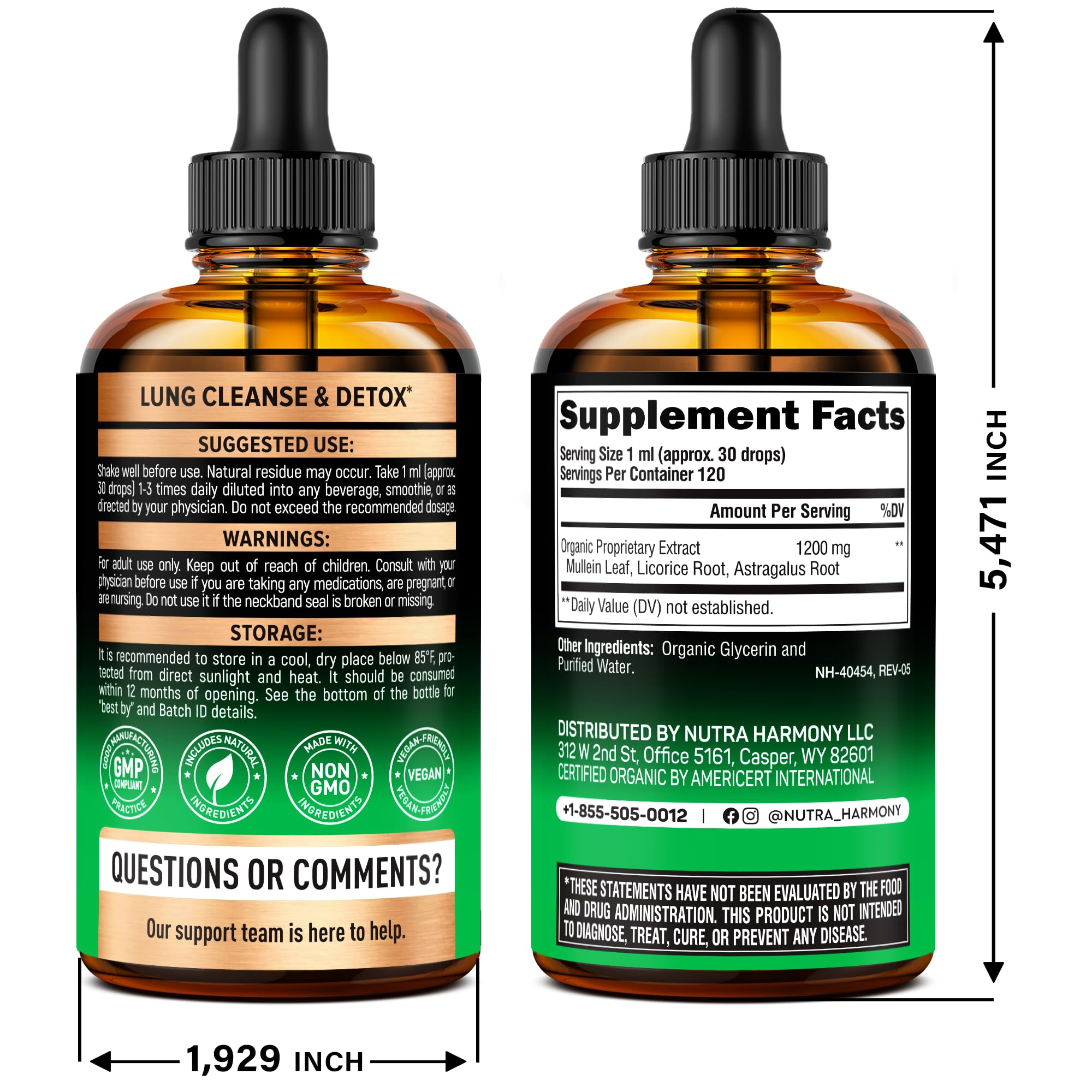 Mullein Drops for Lungs - USDA Organic Liquid - Mullein Leaf Extract Supplement - Made in USA - Lung & Bronchial Cleanse for Smokers - Respiratory Health Support - As Tincture, Tea, Pills - 4 fl oz