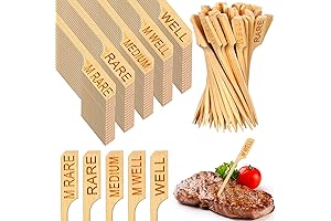 Soaoo 500 Pcs Bamboo Meat Marker and Skewer, Ideal for Steaks and More!