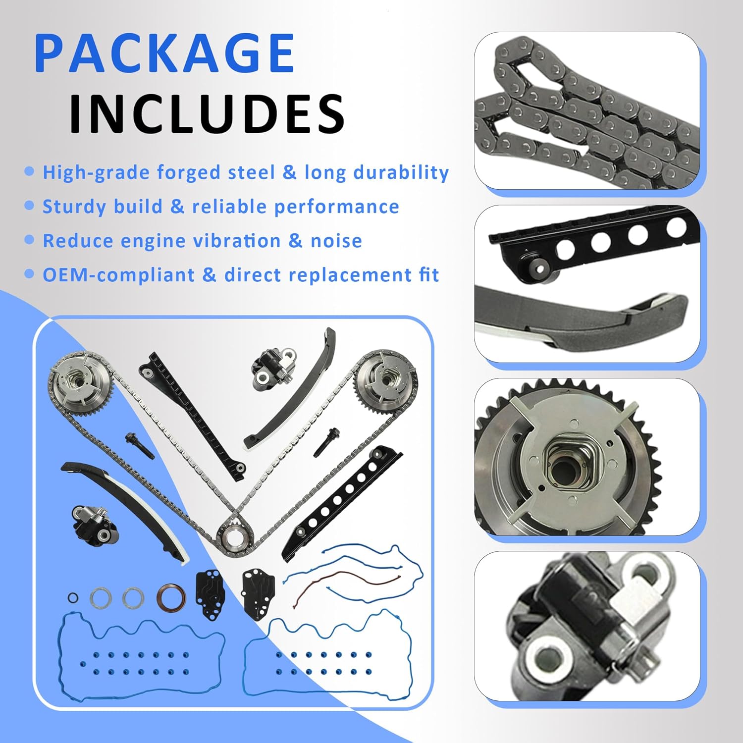 90391SBVVT Timing Chain Kit w/VVT Sprocket For Ford F150 Expedition F250 F350 Super Duty For Lincoln Mark LT Navigator 5.4L V8 Triton Engine 2007-2014 F85Z 6K255-AA 3R2Z-6A257-DA