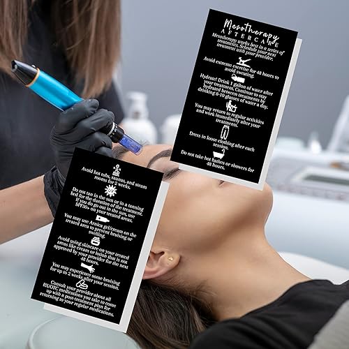 Miniatura 8 de Tarjetas de cuidado posterior de mesoterapia, paquete de 50, tarjeta de visita de 2 x 3.5 pulgadas, Lipo líquido, cuidado de la piel, diseño de
