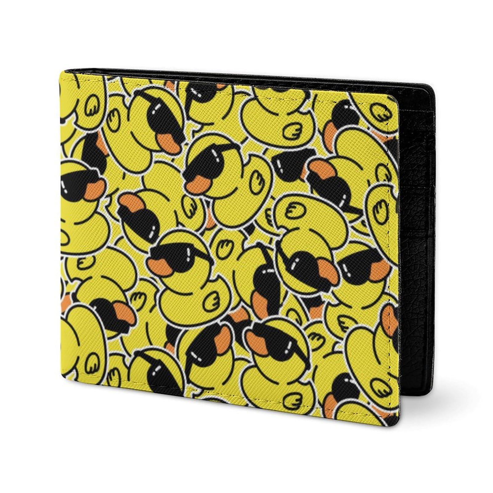 PUYWTIY BifoldID Card Men's Wallet, Slim and Thin Wallet Multi Purpose Coin Purse, Funny Sunglasses Yellow Rubber Duck Stylish Credit Card Cash Id Holder