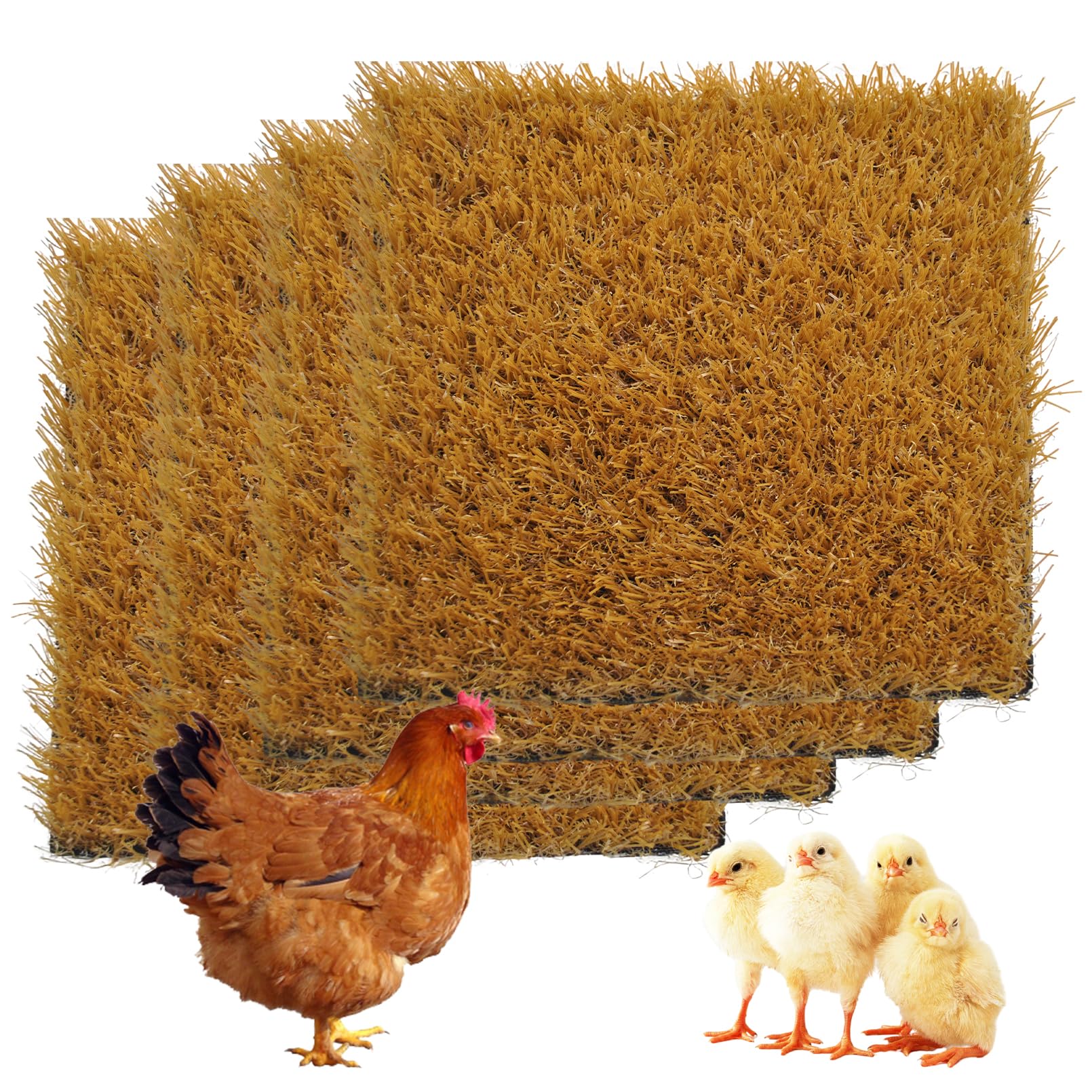 4 PCS Washable Chicken Nesting Pads,11.8x11.8 Artificial Grass Turf Reusable Chickens Nest Box Bedding Liners for Hen Coop Egg Duck Goose