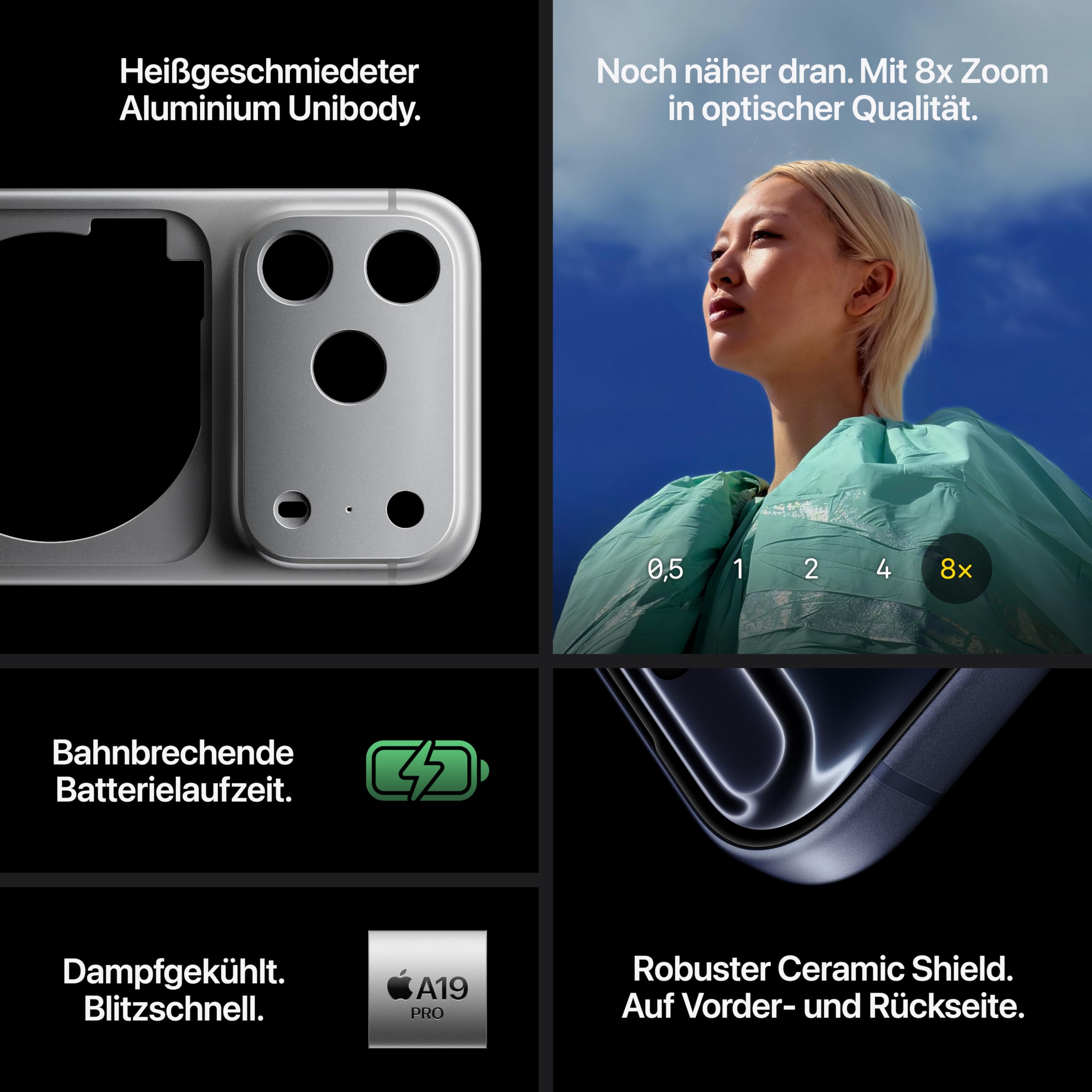 Apple iPhone 17 Pro 1 TB: 6,3" Display mit ProMotion bis zu 120 Hz, A19 Pro Chip, bahnbrechende B... Ansicht 4