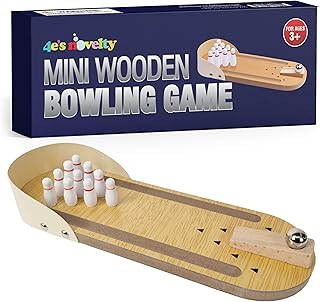4E's Novelty Mini Bowling Game Set - 11.3 Inch Desktop Game for Adults & Kids, Tabletop Finger Ball Games with Mini Bowling Pins, Fun Desk Toy & Tabletop for Teens Stocking Stuffers
