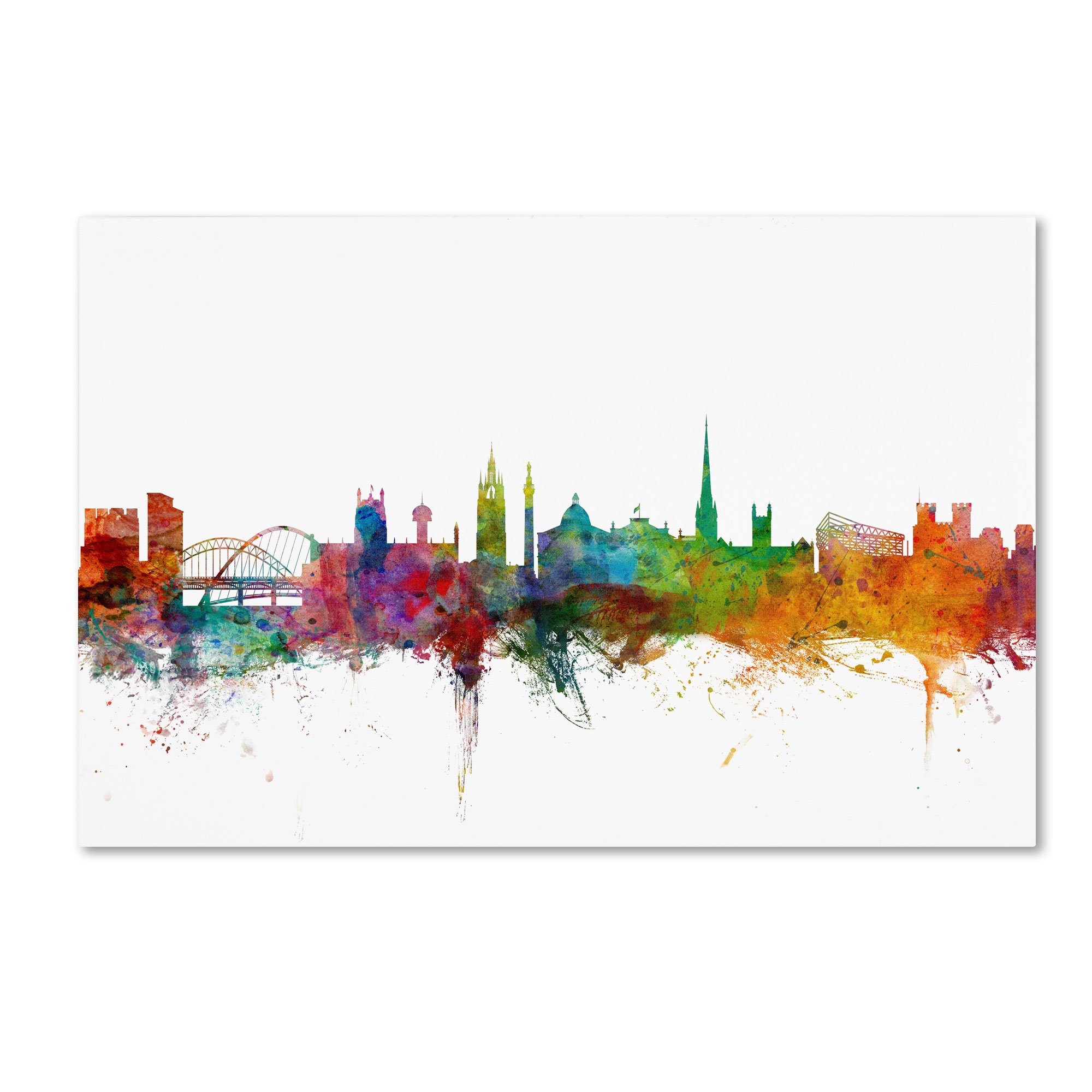 Newcastle England Skyline II by Michael Tompsett, 30 by 47-Inch Canvas Wall Art
