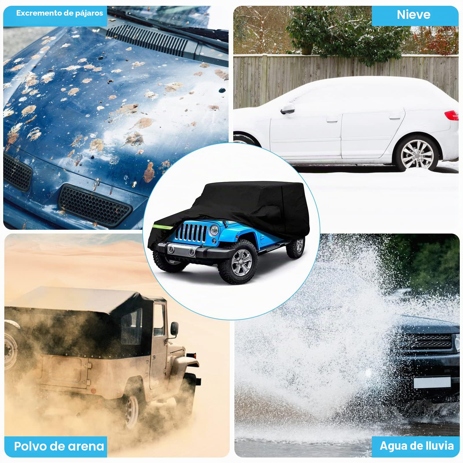 Funda Coche, Cubierta de Coche Impermeable Compatible con Jeep 2 Puertas