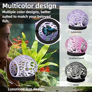 Floating Betta Hideout Cave & Shrimp Cave | Aquarium Floating Betta Skin | Shrimp Feeder | Multi-Function Resting Hideout Hammock & Small Fish Feeding Ring | Aquarium Decor Accessory (Purple