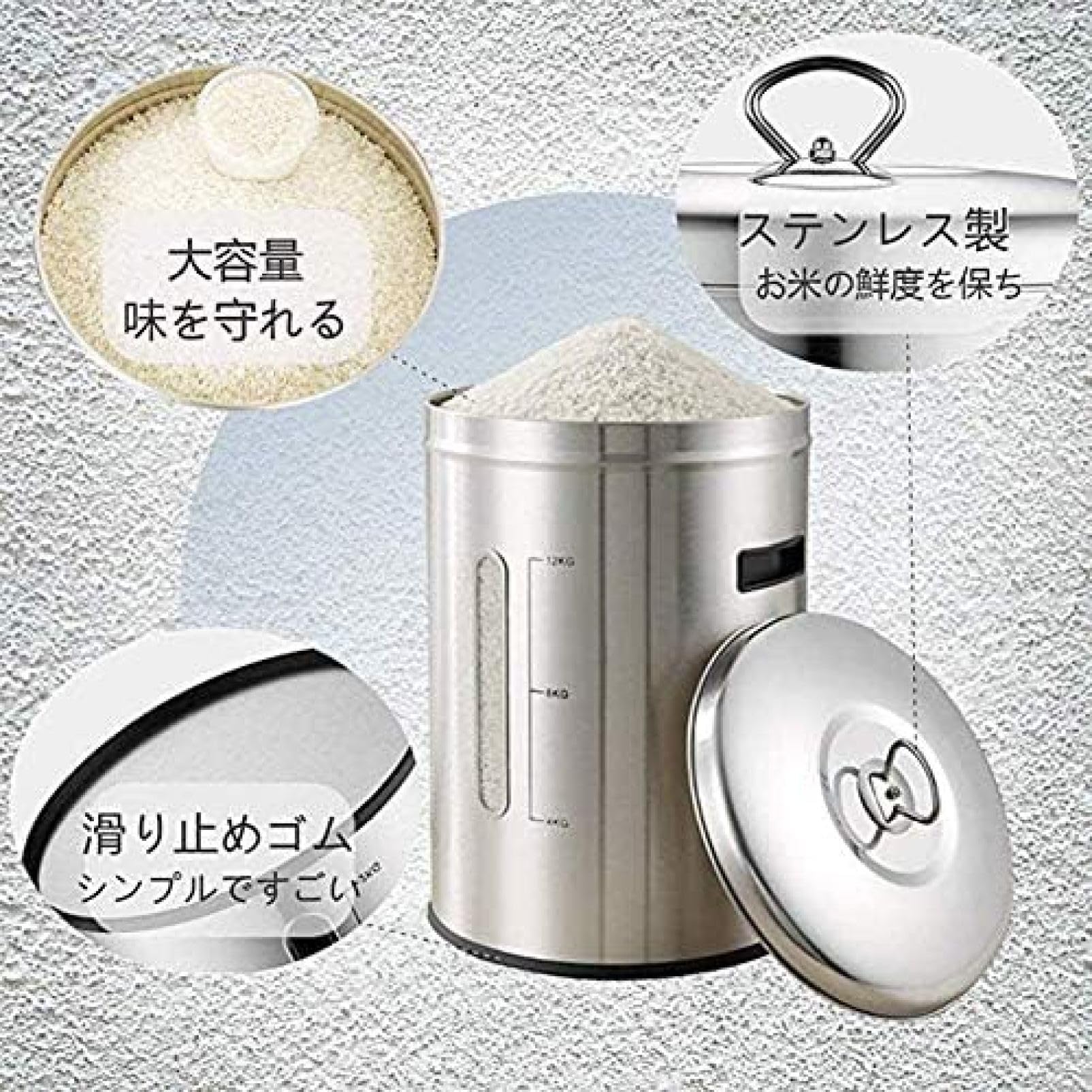 Rice Stocker Stainless Steel Rice Container with Large Capacity Insect Repellent Moisture Proof Sealed Bag Rice Storage Container Rice Case Rice Container Clean Convenient Lightweight Kitchen (26.5 l