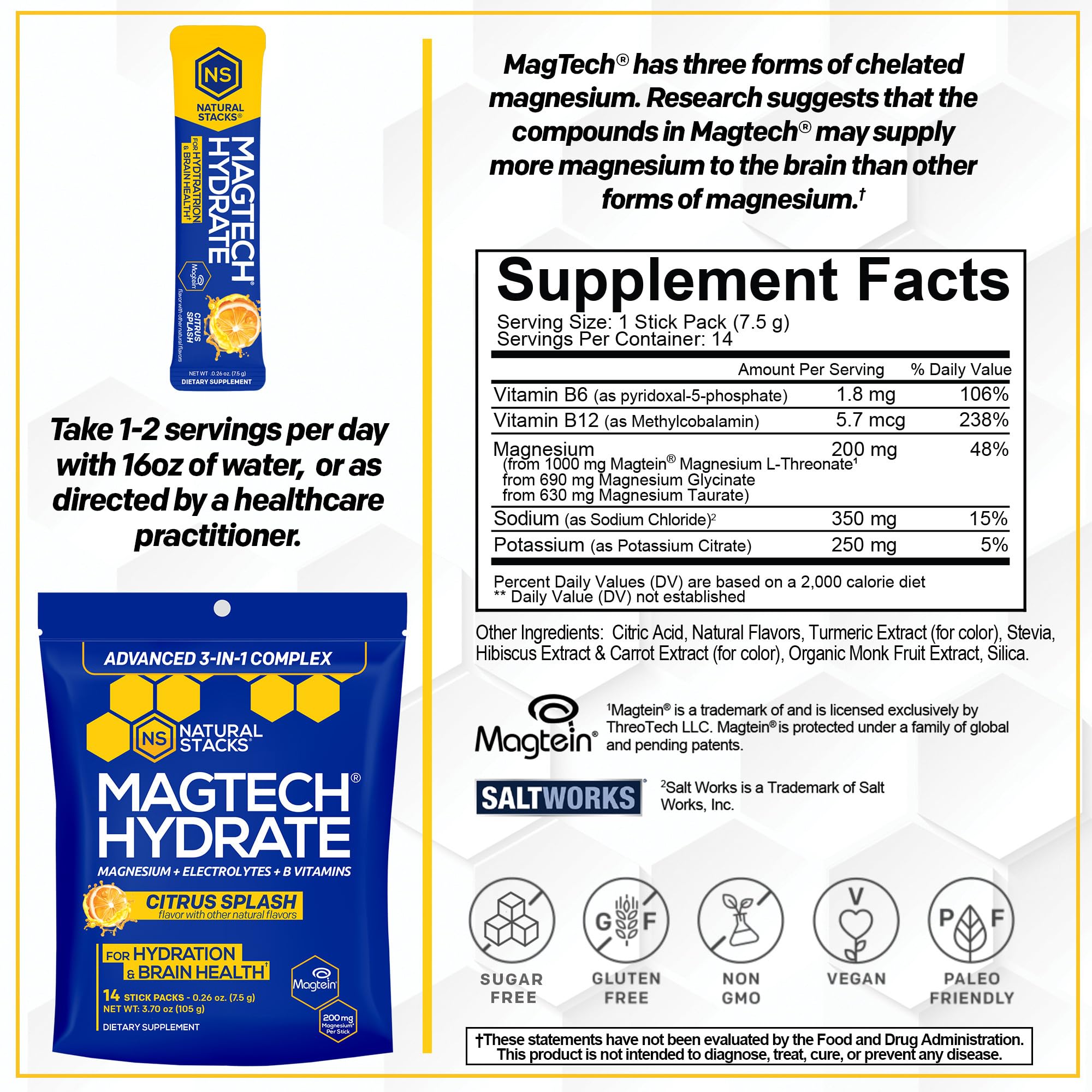 MagTech Magnesium Hydration Packets, Electrolyte Powder, 14 Servings — Amazon image 3