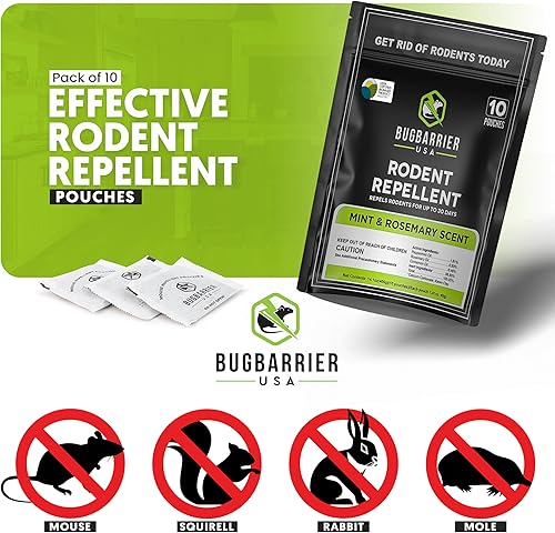 Miniatura 2 de Bolsas de repelente de ratones extrafuerte de BugBarrier, USDA 99% biobasado, aceites de menta y romero que repelen los ratones, evita la anidación