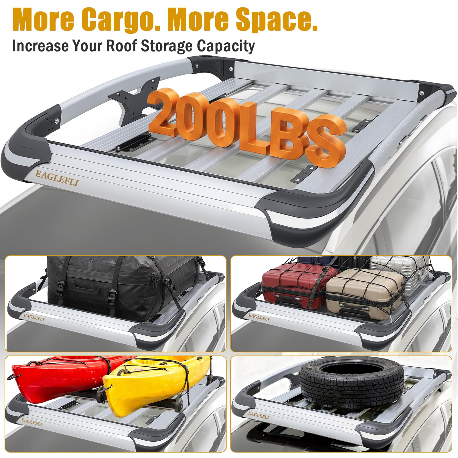 Dachkorb Auto, 1600X1100 mm große Aluminium-Dachgepäckträger, geeignet für SUV-Modelle und Pick-Up-Trucks, Silber Universal-Dachträger, Maximale Tragfähigkeit bis zu 100 kg