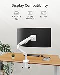ErgoUnion Moniteur unique - Moniteur unique de bras de bureau, Ajustable de contrôle d'ordinateur bras avec VESA Mont, Moniteur d'ordinateur Mont pour moniteurs plats/courbés de 17-40" 33.1 Lbs, blanc