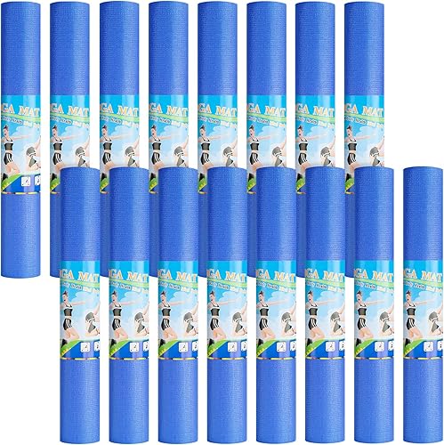 Funtery Paquete de 16 alfombrillas de yoga de 0.118 pulgadas de grosor, alfombrilla de entrenamiento antideslizante para mujeres, gimnasio, hogar,