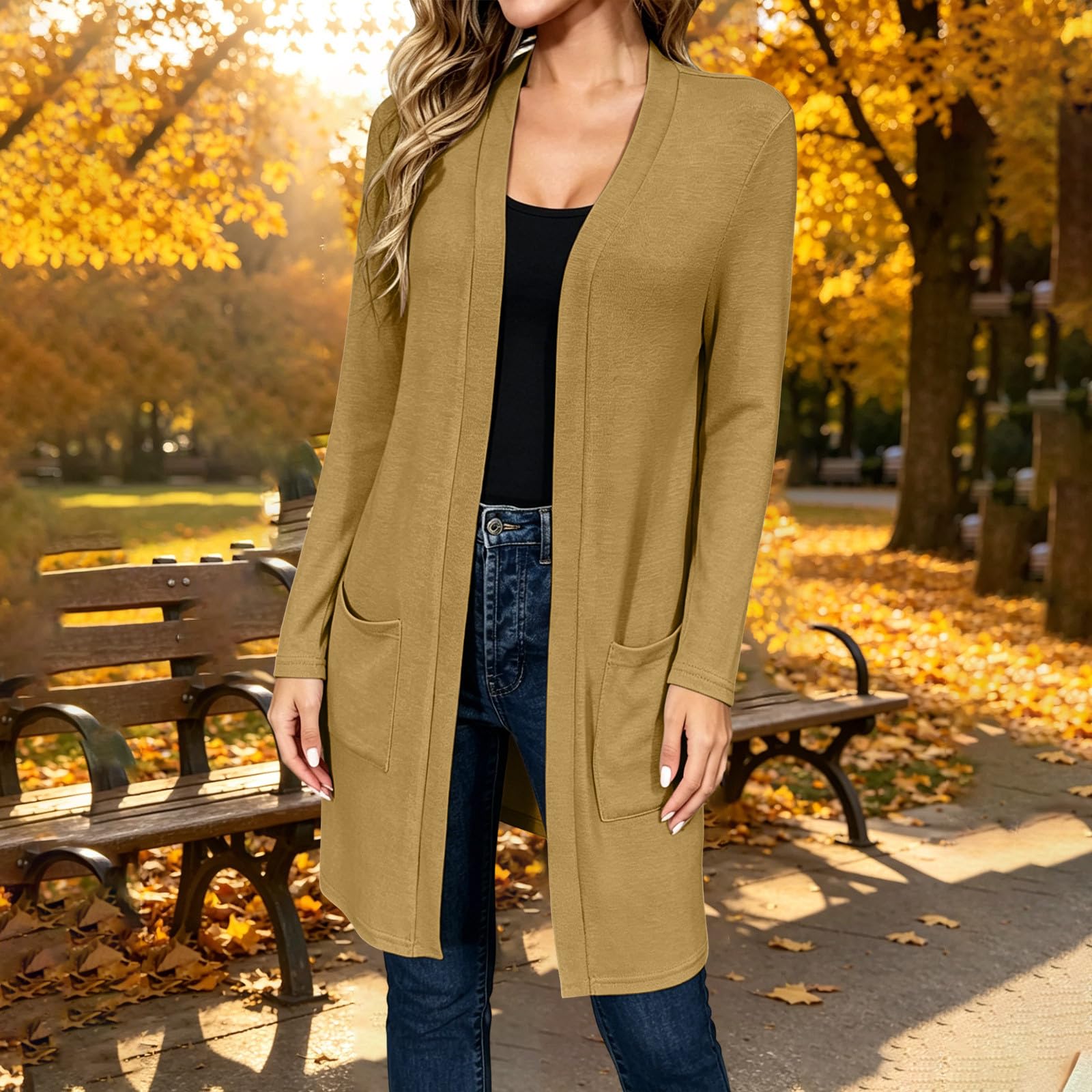 Cardigan Donna Leggero a Maniche Lunghe Maglione Tinta Unita Comodo Casual | Tessuto morbido e piacevole sulla pelle, comfort quotidiano, vestibilità comoda, ideale per casa ufficio e tempo libero