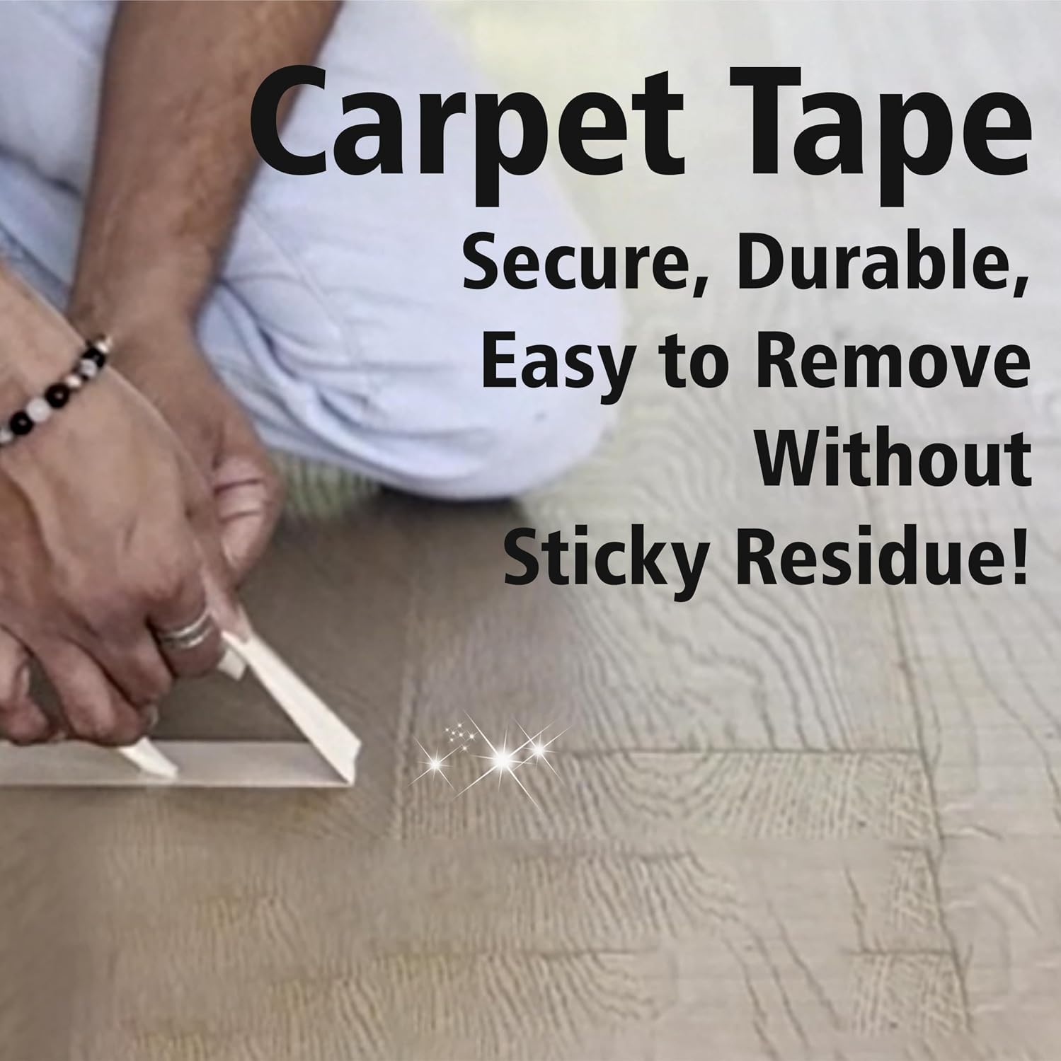 Carpet Tape, Double Sided Rug Tape, Secure Rugs to Hardwood, Laminate, Tile, Carpet, Carpet Grip Tape, Removable Carpet Tape, No damage on carpet, rug or floor, (MADE IN USA),Creme, (2" x36 Yard)