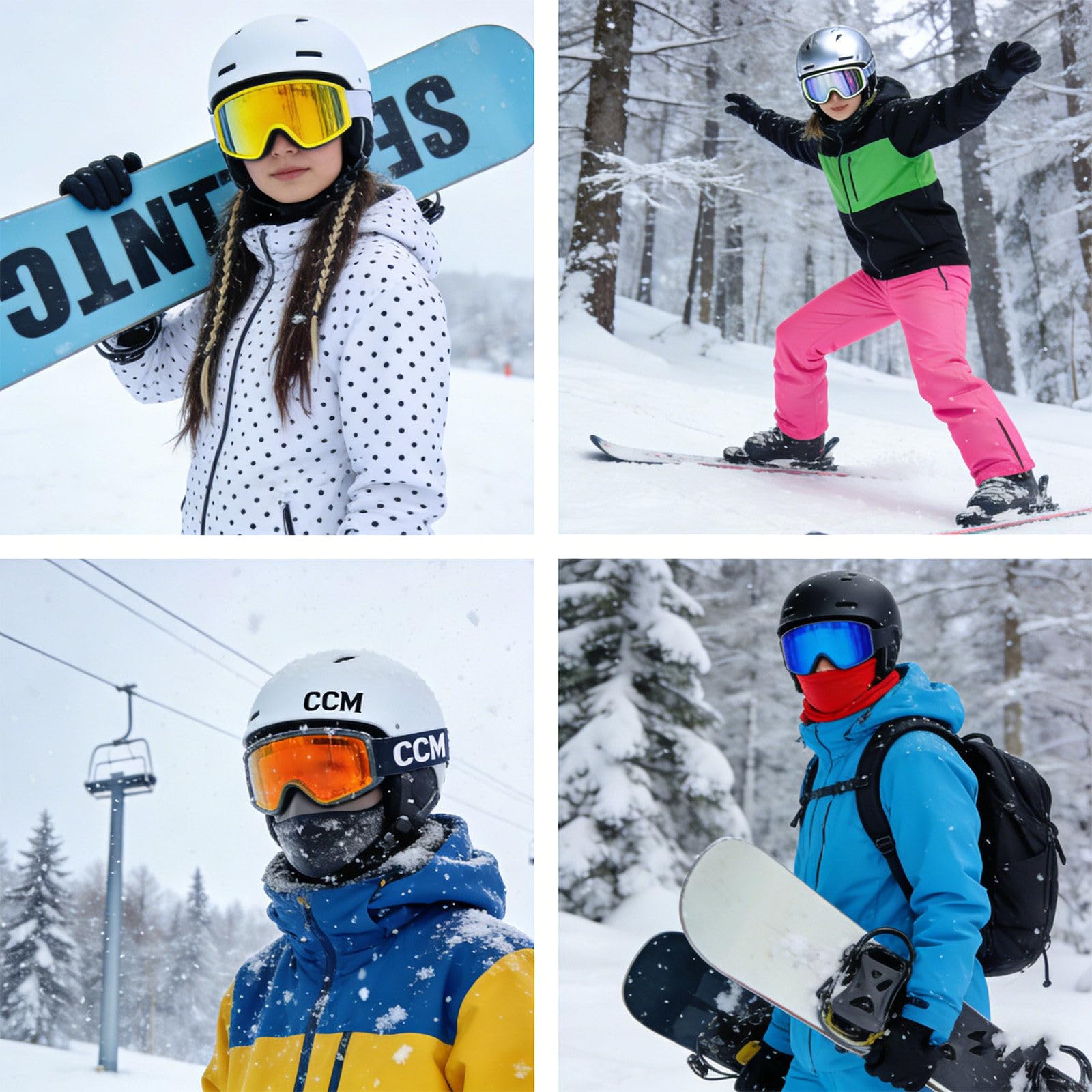 Occhiali protettivi per Sport Invernali da Uomo e da Donna, Occhiali protettivi per Sport Invernali con Doppia Lente antiappannamento, Occhiali da Neve e Snowboard D