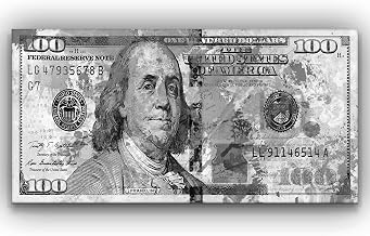 Dollars Bill Wall Art Canvas Print Office Decor Money Modern Art Entrepreneur Inspirational Motivational 100 Bill Cash Benjamin Franklin Art (15" x 30")