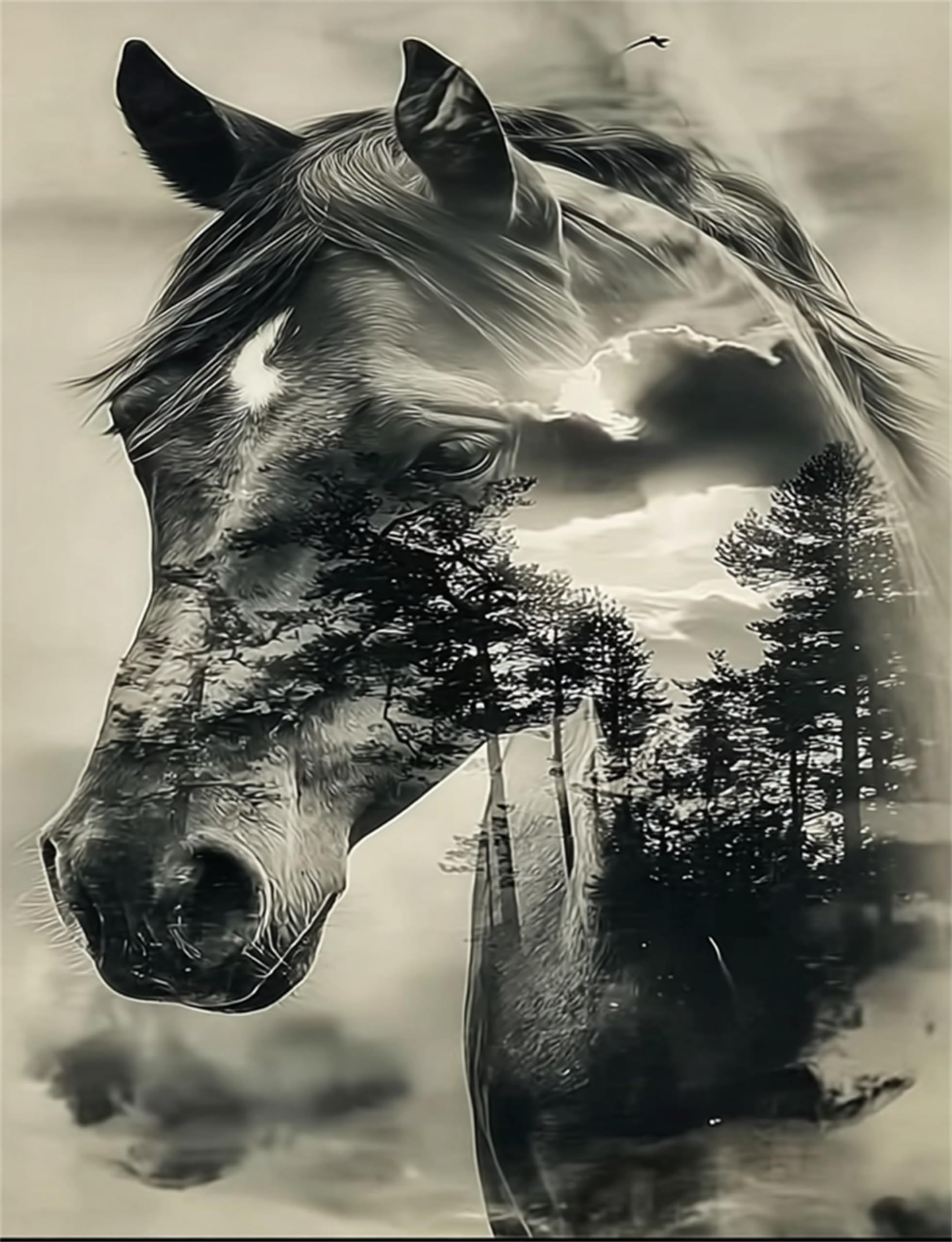Jiqinsiye Horse Paint by Numbers for Adults,DIY Painting Kits for Adult,Color by Numbers,Paint by Number Canvas Crafts Watercolor for Beginner Home Decor